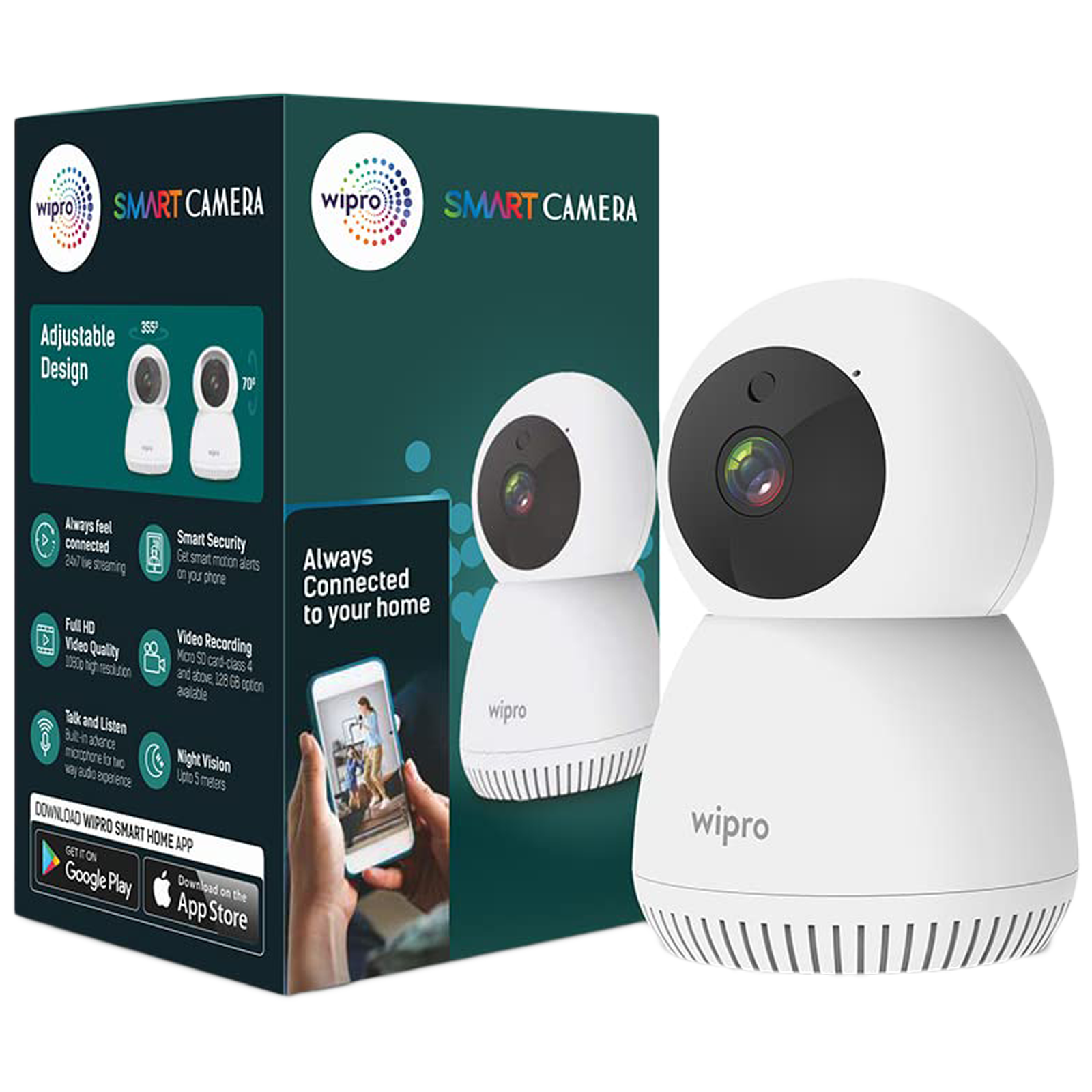 Buy Wipro Smart CCTV Security Camera (Infrared Night Vision, DC11080